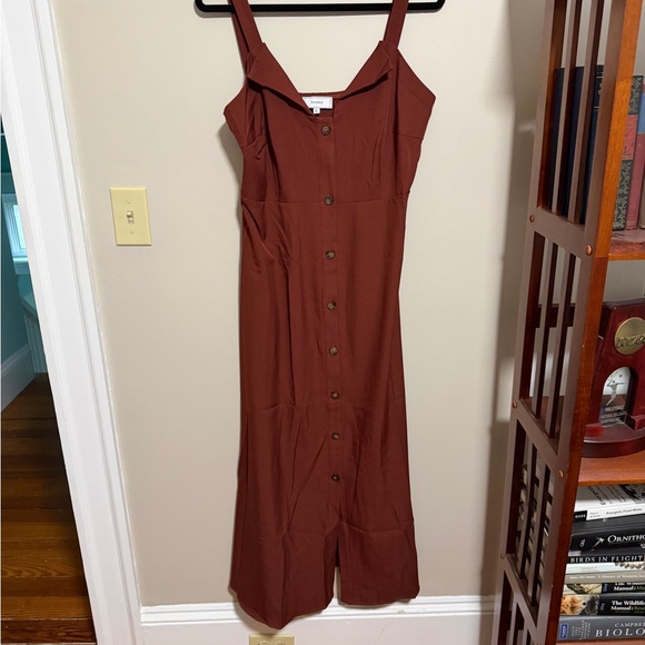 RIHOAS Brown Button-Front Midi Dress - Picture 4 of 5